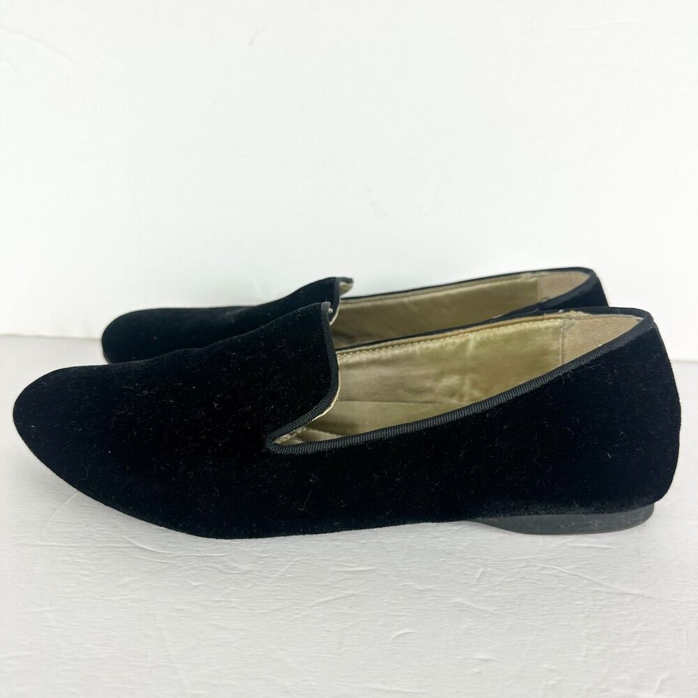 Birdies The Starling Velvet Flat Loafer Size 7.5 Black Slip On Classic Timeless
